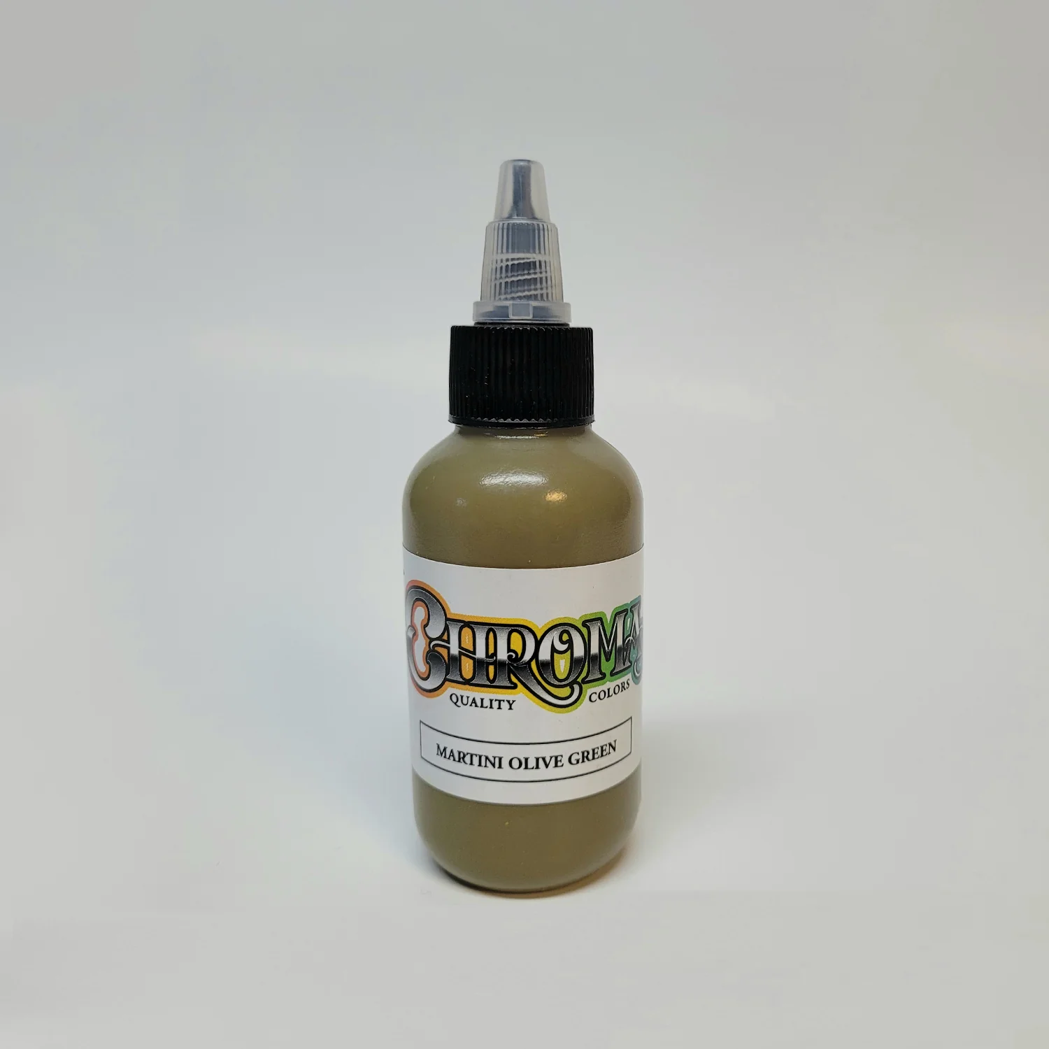 chroma-artist-series-matini-olive-green-2oz-1oz-logo-powder-pigment-swedish-tattoo-supply-spicytattoosupplies.se