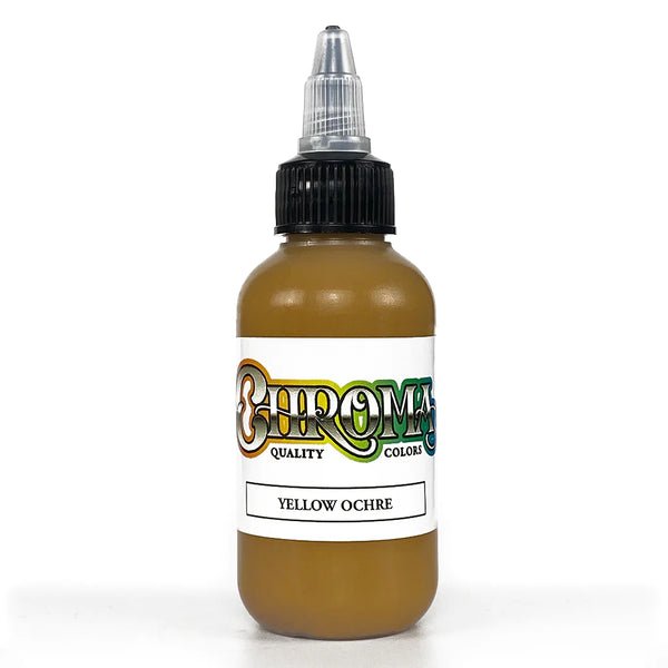 chroma-artist-series-yellow -ochre-2oz-1oz-logo-powder-pigment-swedish-tattoo-supply-spicytattoosupplies.se