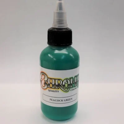 chroma-artist-series-peacock-green-2oz-1oz-logo-powder-pigment-swedish-tattoo-supply-spicytattoosupplies.se