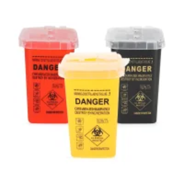 Sharps disposal container for tattoo needles