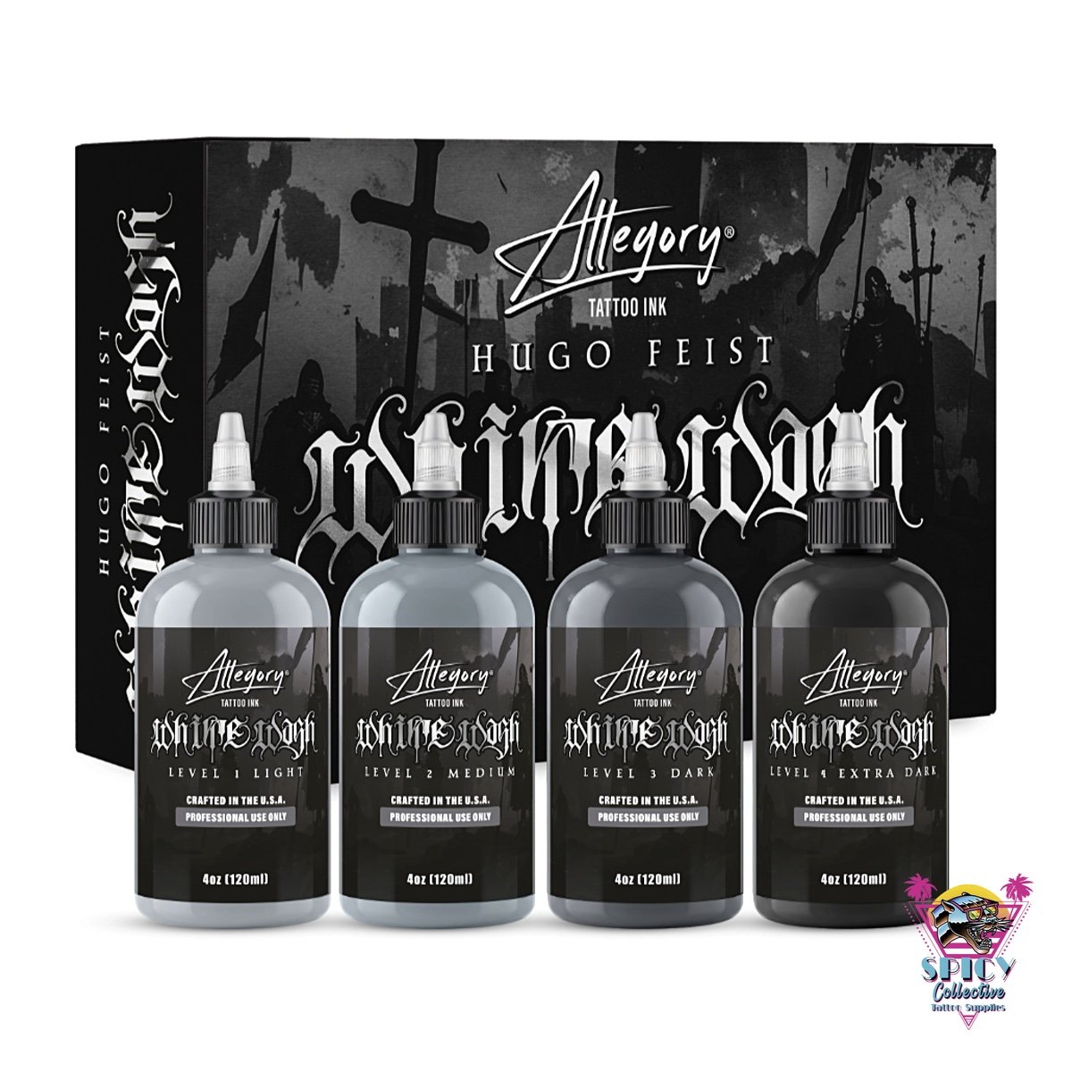 Allegory Hugo Feist Whitewash Set, fyra flaskor Level 1–4 à 4 oz (120 ml) med förpackning