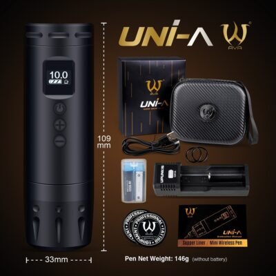 AVA UNI-A trådlös pen-maskin svart, 109 mm, med väska, laddare och batteri